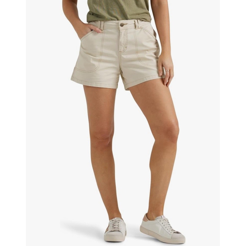 Lee Women's Legendary Carpenter Shorts Size 16 Beige 4 in inseam Stretch NEW